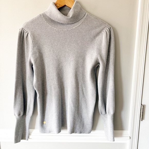 Lauren Ralph Lauren Sweaters - Lauren Ralph Lauren Ribbed Gray Puff Balloon Sleeve Turtleneck Sweater Size 1X